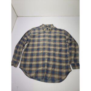 Salmon River Flannel Work Shirt Long Sleeve Plaid Men's Size XL